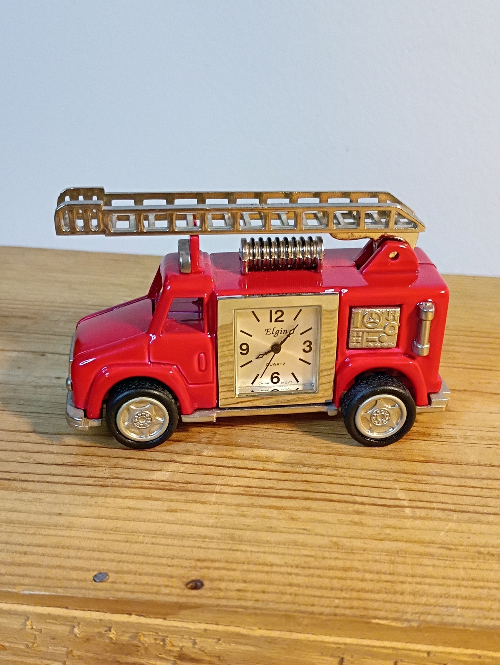 Vintage Elgin Ladder Truck Fire Truck Miniature Clock